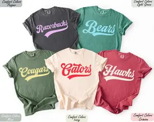 Comfort Colors Custom School Mascot T-Shirt, Custom Name Gifts For Back To School, Custom Sports Tee, Team Mascot Shirt, School Logo Tee Unisex