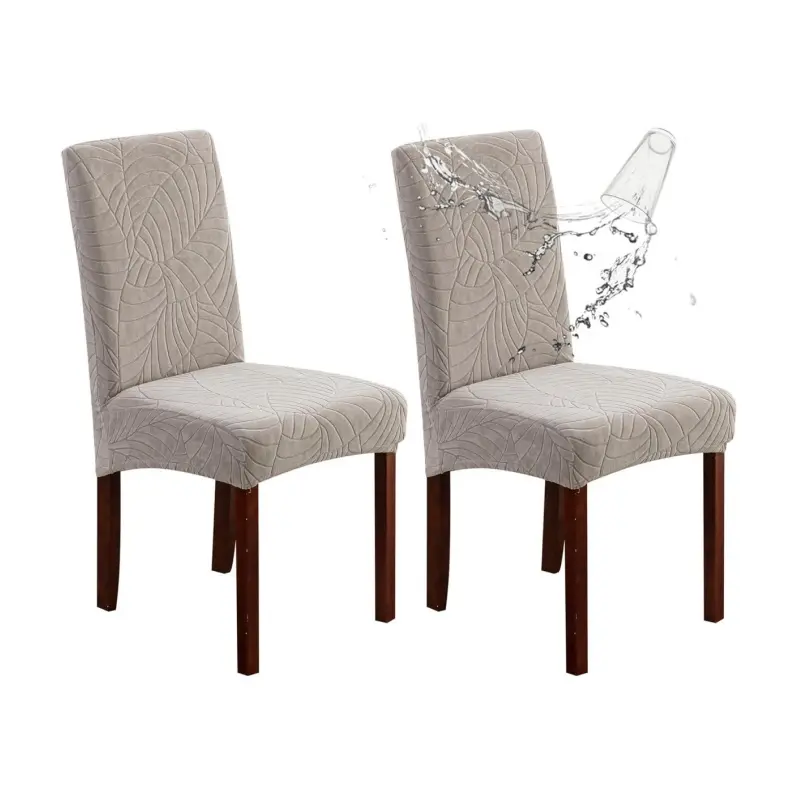 2-Pcs Print Jacquard Chair Covers, Stretchy Fabric Restaurant Chair Protectors - Stain-Resistant, Removable, Easy to Cover - Suitable for Family Dinner, Party/Wedding Scenarios