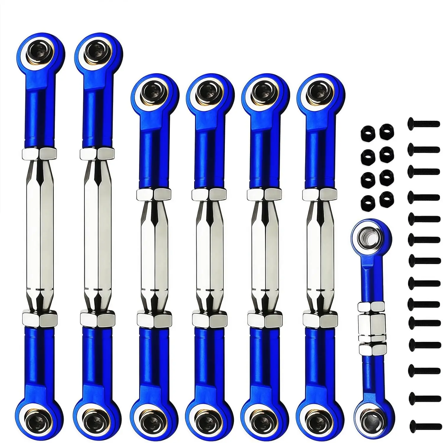 2026 Upgraded 78-108mm Stainless Steel Turnbuckles Camber Link RC Car Hops Up Parts for 1/10 Slash 4X4 VXL Rustler 4X4 VXL Stampede 4X4 VXL Hoss 4X4, Blue