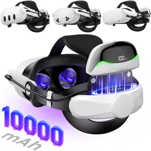 ESYWEN 10000mAh Magnetic Battery Elite Strap for Meta Quest 2/3/3S - Adjustable Overhead Headband with Quick-Adjust Dial, 45° Flip-Up Hinge & Magnetic Battery, Includes Connectors for Quest 2/3/3S, Removable Comfort Cushions & Charging Cable