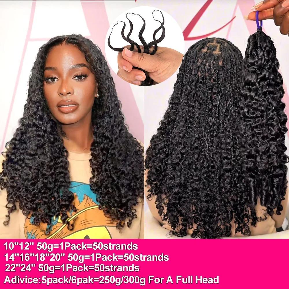 Truelian Crochet Hair Burmese Curly Human Hair Extensions Miracle Knots Pre-Separated 50g/Pack Knotless Boho Braids,5-6 Packs for Full Head