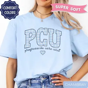 PCU shirt, Progressive Care Unit Nurse t Shirt, Gingham Nurse tee, PCU Nurse Gift
