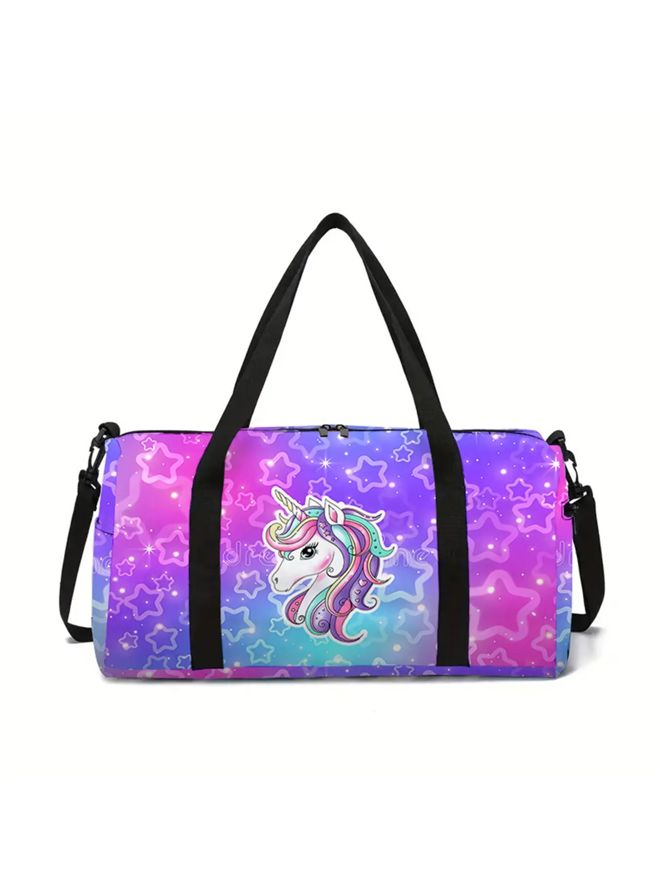 Unicorn pattern printed large capacity travel duffel bag, portable storage bag