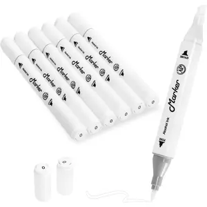 Blender Colorless  Markers, 6 Pack Blending Dual Tips Soft Fine Tip and Broad Tip Permanent Art Marker for Artists Adults  Coloring Drawing Illustration Sketching Painting (Blender)