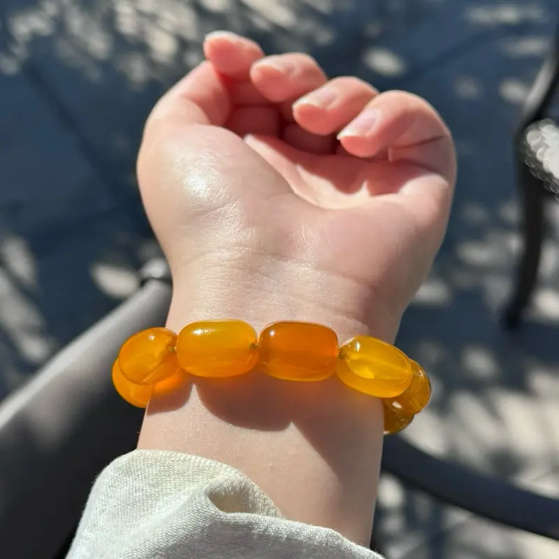 Yellow Old Amber Gemstone Beaded Bracelet