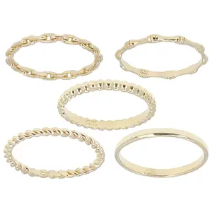 JTV 18k Yellow Gold Over Sterling Silver 2mm Stackable Ring Set of 5