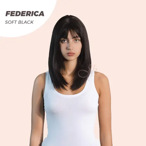 JBEXTENSION 16 Inches Short Bob Cut Wig With Bangs FEDERICA
