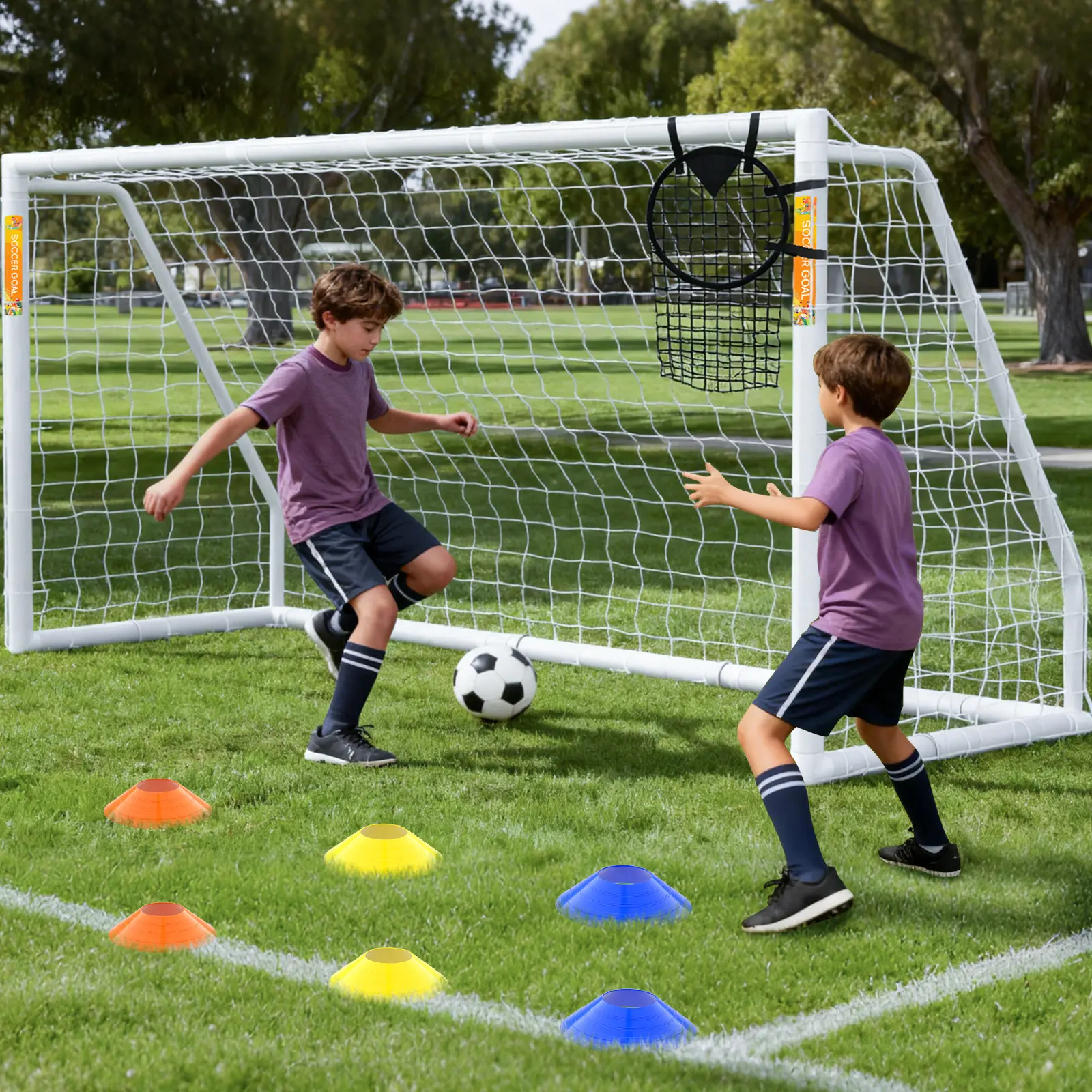 ABORON Soccer Goal - 12x6/10x6/8x6/6x4FT HPVC Soccer Goals for Backyard, Portable & Weatherproof Soccers Goal w/Soccer Net Durable Post for Adults & Youth Outdoor's Practice Training