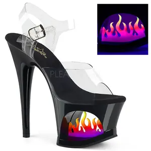 7 Inch Heel MOON-708FLM Clear Black Ombre