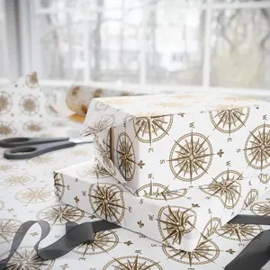 Mens Compass Gift Wrap Papers - Natural Print - Classic RusticPrint - Holiday Gift Wrapping paper -Rustic Compass