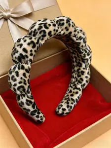 Leopard Print Petal Hair Tie, Cloud Shape Wide Edge Women's Hair Accessory, Wave Edge Hair Band, Soft Sponge Filled, Daily Wear, Zigzag Headband