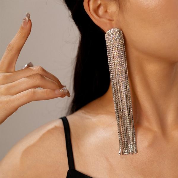 ANDKISS Bold & Chic Light Luxury Tassel Earrings Silver Posts Multi Layered Design with Sparkling Accents High Fashion Sophisticated for Modern Women Photo Magic Maker Must Have for Vacation Shopping Trip