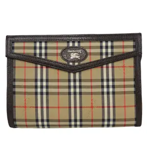 Pre-owned BURBERRY Canvas Small Leather Goods Burberrys Nova Check Leather Pouch