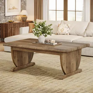 Tribesigns 47-Inch Coffee Table for Living Room, Engineered Wood Low Tea Table with Sturdy Base, Easy Assembly, Brown