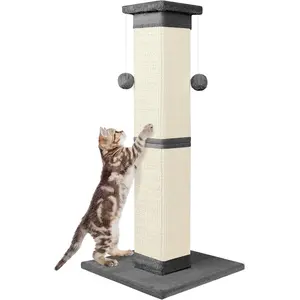 33 Inch Nature Sisal Scratch  for Indoor Cats, Large  Scratcher Protect Your Furniture, for  Breeds Grey