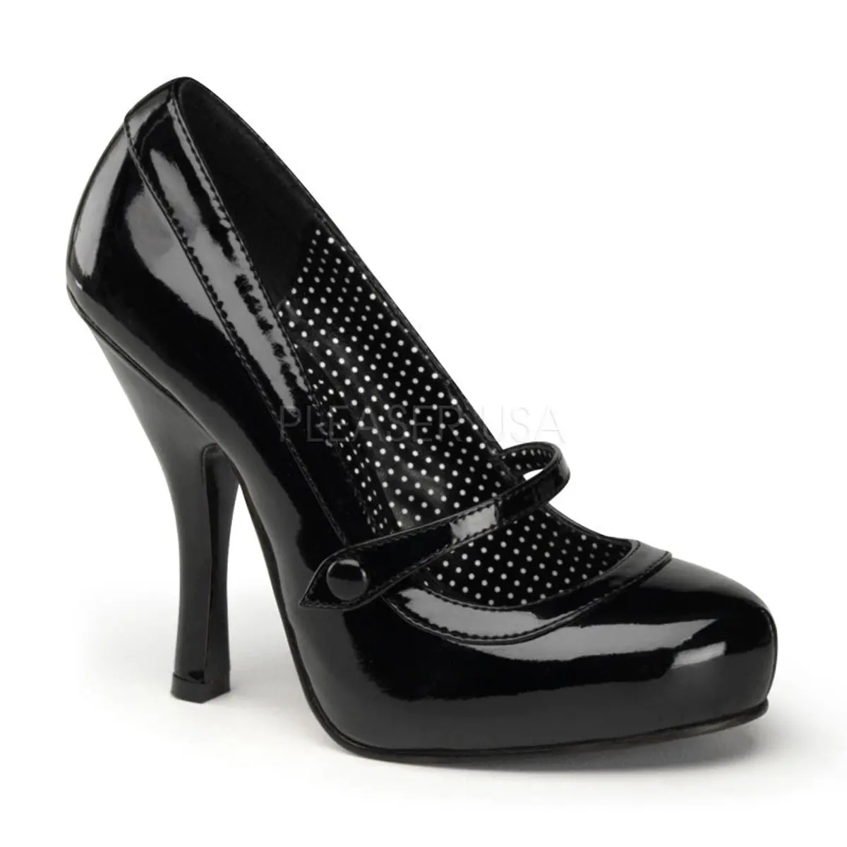 Women's Classy Patent Leather Platform High Heel Sandals - 4" Footwear, MARY JANES CUTIEPIE-02 Black Shoes