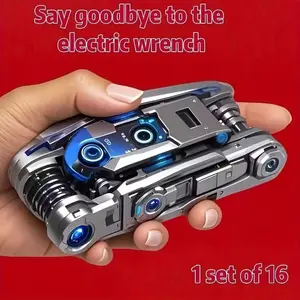 16-In-1 Combination Wrench Set, Universal Tool Kit with Non-Slip Handle & Rotating Design, Durable & Easy to Use, Ideal for Home & Car Repair