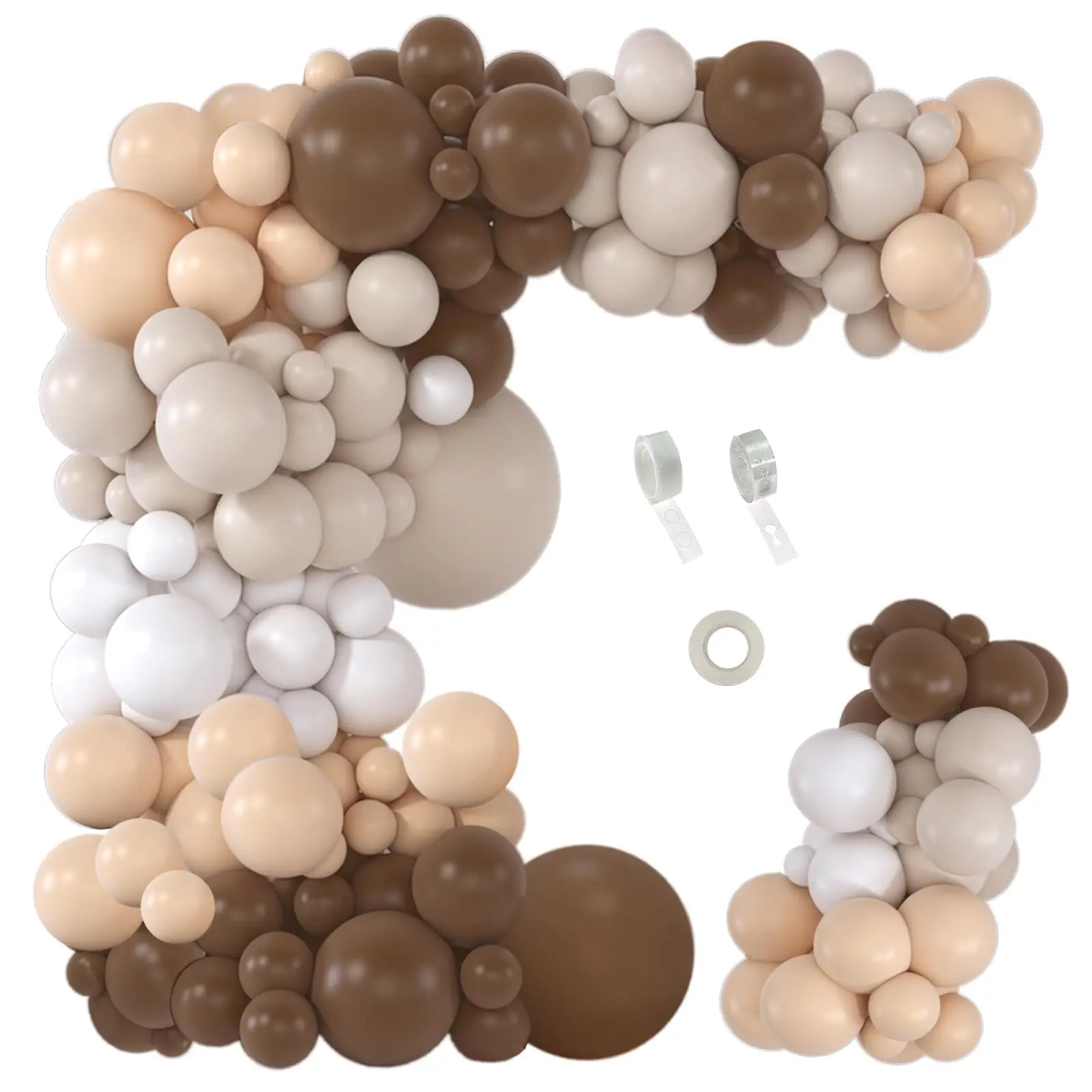 151pcs Brown Balloons Garland Arch Kit Neutral Boho Tan Coffee Nude White Balloon For Teddy Bear Shower Jungle Safari Woodland Party Birthday Decorations...