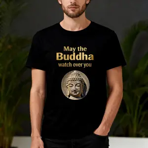 Buddha watch over you,Buddha ,Breathable Fabric, 100% Cotton, Our T-shirts and product online warranty cards  White Tshirts for Men, Unisex fit, premium cotton T-shirt with a personalized design that helps you stand out from the crowd,t shirts for men