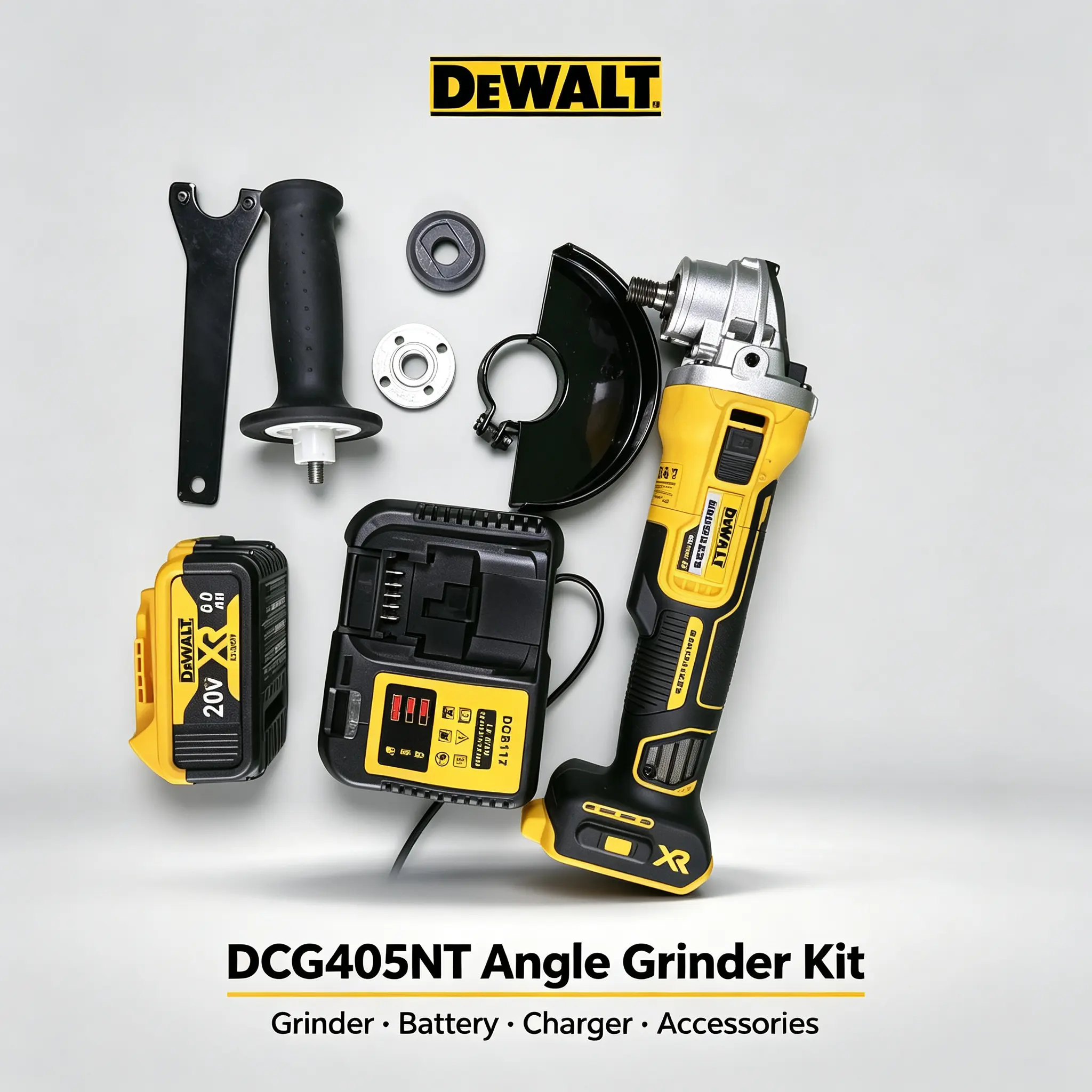 DeWALT DCG405NT 20V MAX XR Brushless 125mm Cordless Angle Grinder, Power Tool with Kickback Brake, Electronic Clutch, Tool-Free Guard for Metal Cutting, Weld Grinding