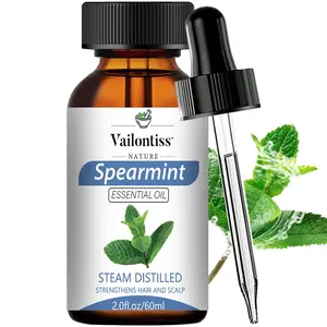 Spearmint Essential Oil – 60ml – Refreshing Mint Aroma for Scalp Care, Skin Care, Massage, Aromatherapy & Diffuser