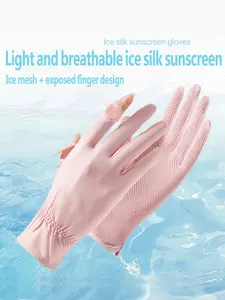 Summer Sun Protection Gloves Unisex Breathable Thin UV Block Fingerless Fishing Outdoor Cycling Ice Silk Gloves