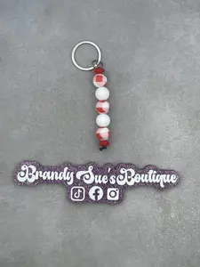 Beaded Gingham Keychain
