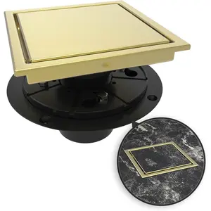 6 Inch Square Shower Drain  Floor Drain with Flange Reversible 2-in-1 Cover Tile Insert Grate Removable SUS304 Stainless Steel CUPC Certified Brushed