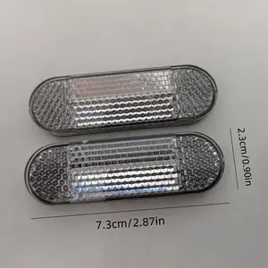 4pcs High-Visibility Yellow ABS Oval Motorcycle & Bike Side Mirrors - Stainless Steel, Dual-Sided Self-Adhesive Safety Lights, Reflective Lens, Universal Fit for Mountain Bikes & Automotive Replacement Parts