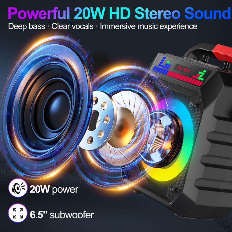 Socodox Karaoke Machine for Adults & Kids Portable Bluetooth 5.2 Speaker with 2 Wireless Microphones RGB Lights AUX USB TF AUX Home PA System for Family Party Outdoor Fun