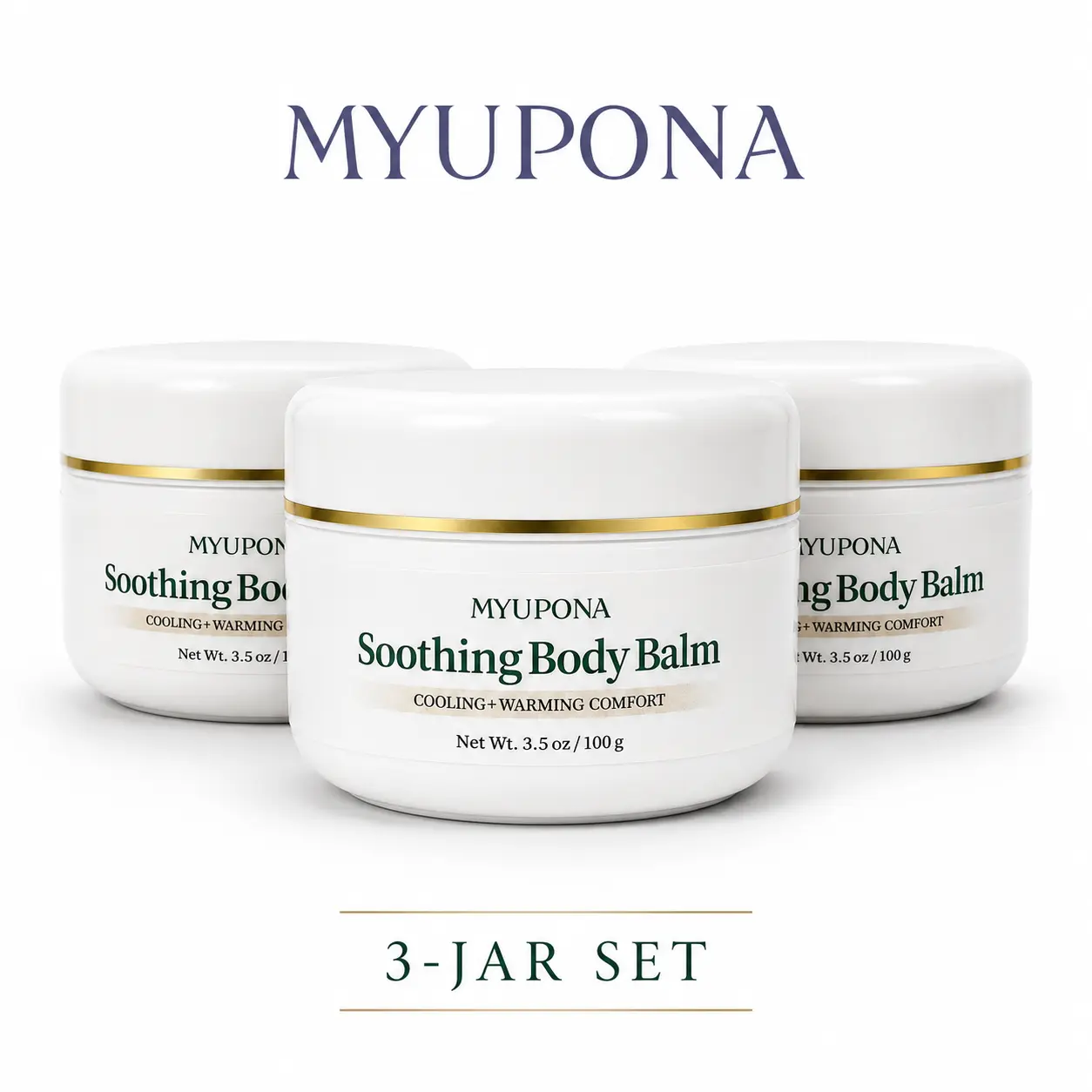 3 Pack MYUPONA Soothing Body Balm for Massage, Cooling & Warming with Menthol & MSM, 3 x 100 g
