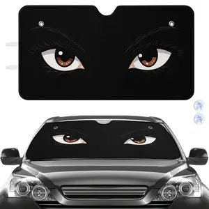 Car Sun Shade Black Eye Pattern with Brown Eyes And Eyelashes for Vehicle Windshield Protection Windshield Sunshade