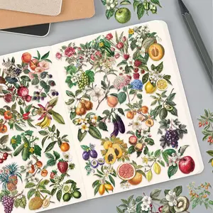 50pcs Plant Fruit Transparent PET Material Series Graffiti Stickers Suitable for Suitcases, Mobile Phone Cases, Cellphone, Laptops, Helmets, Skateboards Waterproof Decoration DIY Creative Stickers
