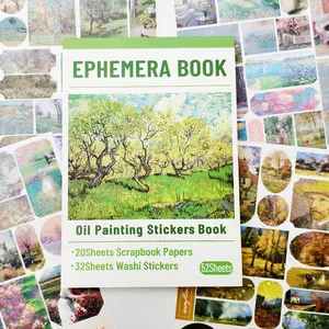 Oil Painting Sticker Book - 52 Sheets Vintage Art Ephemera Kit for Journaling & Scrapbooking