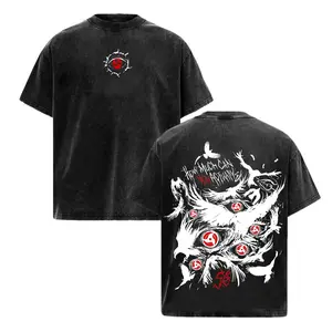 Vintage Uchiha Itachi Akatsuki Sharingan Crow Naruto Shippuden Oversized Graphic Tee Heavyweight Acid Wash Cotton Double Printed T Shirt Y2K Streetwear Gym Pump Cover Japanese Anime Manga Dark Aesthetic Grunge Outfits Merch Gift Top Unisex
