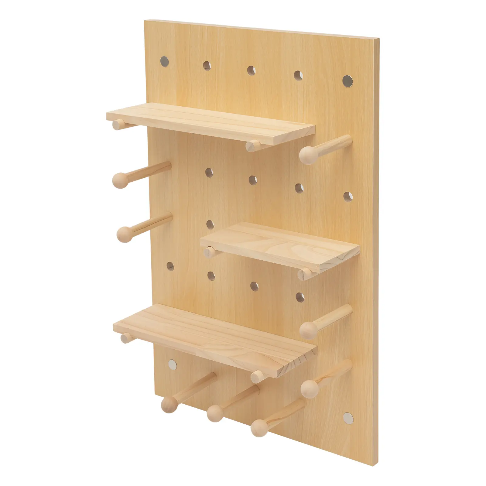 Modern Wood Wall Mounted Display Rack DIY Pegboard Storage Organizer for Home Office 22 lbs