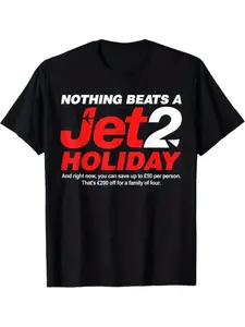 Unisex Jet2 Logo T-Shirt, Casual Round Neck Design, Airline Slogan Print, Perfect Gift for Jet2 Fans, Long Fitted Style