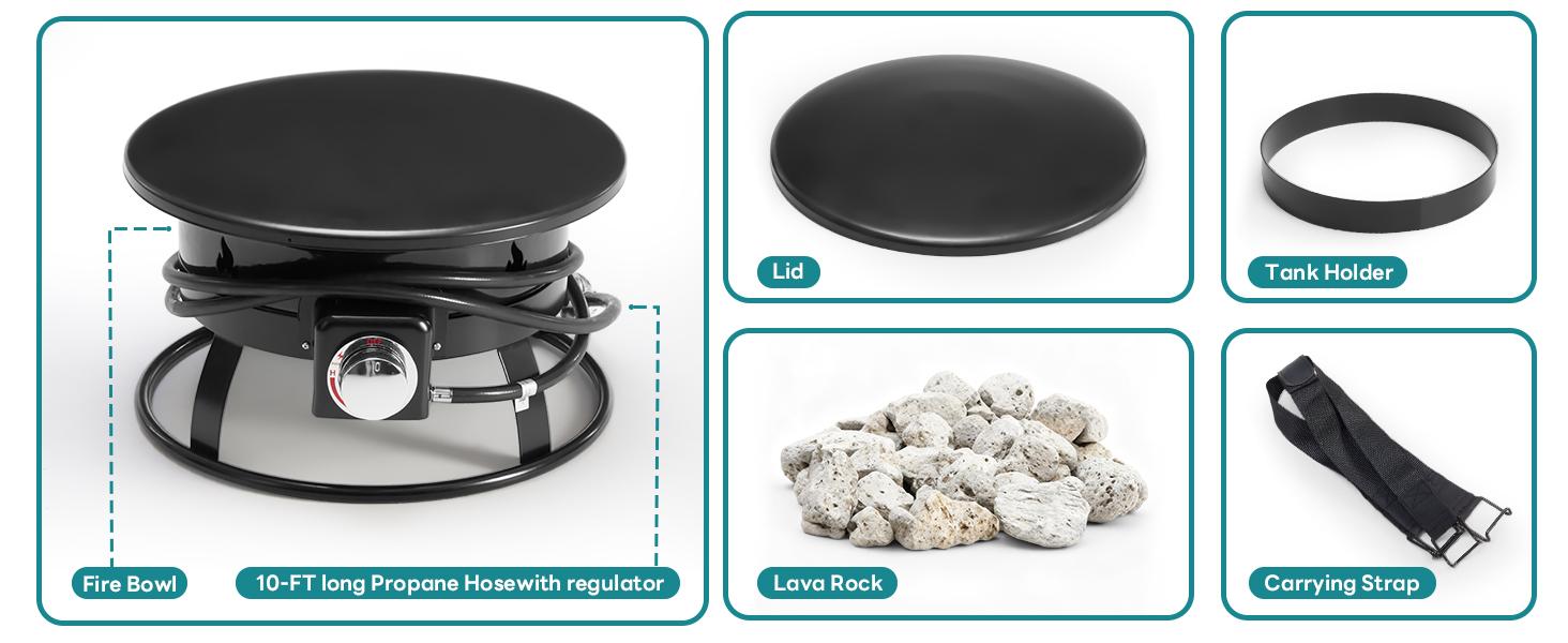 Portable Propane Fire Pit, 19 Inch Smokeless Gas Firebow with Cover and Carry Kit, 58,000 BTU Outdoor Fire Pit for Outside Patio Backyard Camping RV Tailgating Portable Propane Fire Pit, 19 Inch Smokeless Gas Firebow with Cover and Carry Kit, 58,000 BTU Outdoor Fire Pit for Outside Patio Backyard Camping RV Tailgating