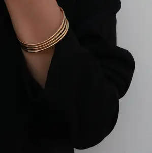 Meideya Kyle Bangles | 14K Gold Plated Plain Bangles for Women | 63mm Bangles