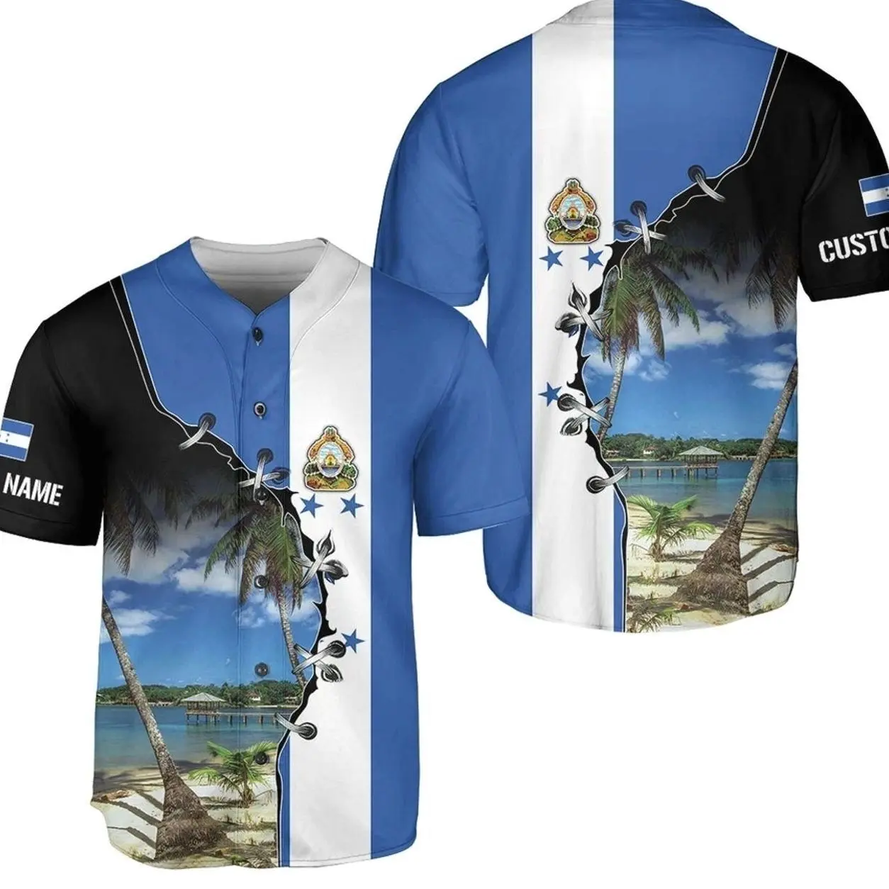 Personalized Honduras Flag Baseball Jersey Shirt, Honduras Jersey, Camisa Hondur Y0S KAJ