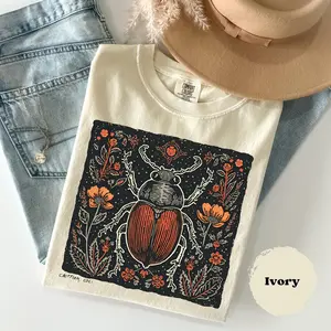 Bugs Linocut Comfort Colors Retro, 90s Old School, Insect Lover, Unisex Cute Bug Tee, Bugs Shirt, Boho Gift For Him
