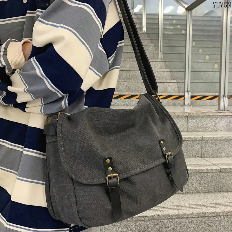 Large Capacity Vintage Canvas Messenger Bag - Vest Shoulder Bag for Students, Casual Retro Crossbody for Commuting & Daily Use summerwins