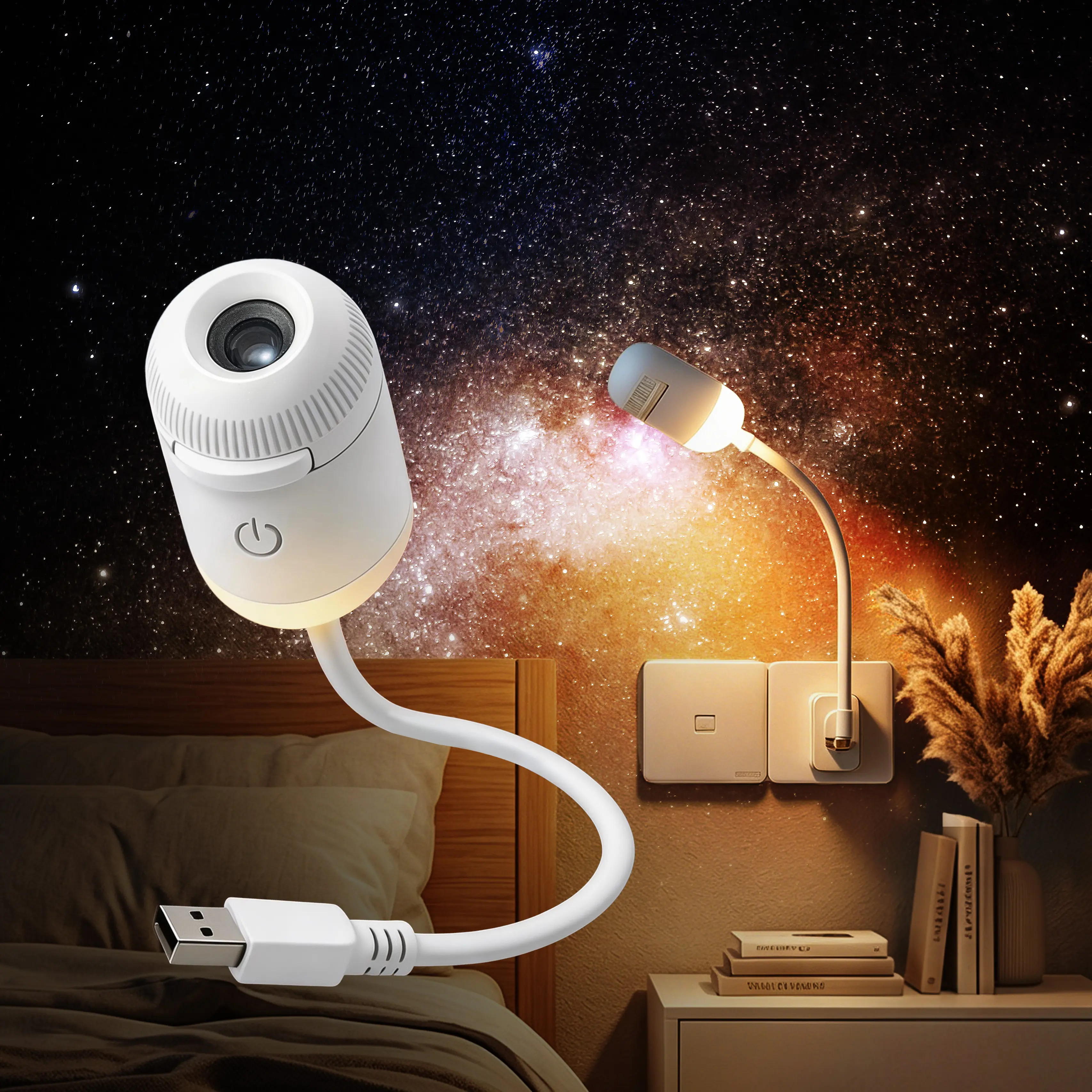 USB Starry Night Projection Light/Small Night Light - With a compact footprint and clear light transmission, it is suitable for home decoration, bedroom decoration, room accessories, and romantic bedroom accessories.,summerwins