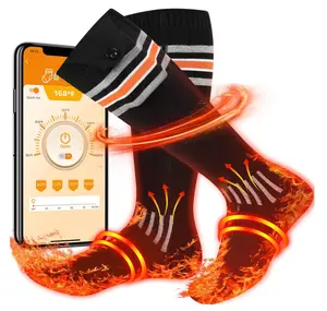 Heated Socks for Men Women, 5000mAh Battery Rechargeable Heated Socks with APP Control, Electric Heating Socks Foot Warmer Washable with 4 Heating Levels for Hunting Skiing Camping Winter Outdoors, black