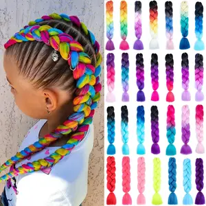 24 Inch Jumbo Braids Extensions Synthetic Braiding Hair Afro  Color kanekalon Hair for Children Braid