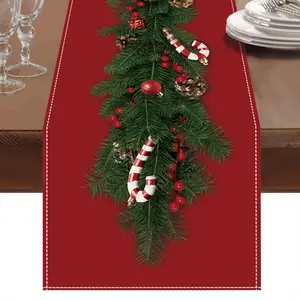 Watercolor Red Christmas Table Runner, Holiday Table Decoration, Winter Xmas Party Decor, Christmas Tree Branch Table Runner, Seasonal Dining Table Decor, Festive Kitchen Decoration, Indoor Christmas Home Decor, Holiday Banquet Table Runner.