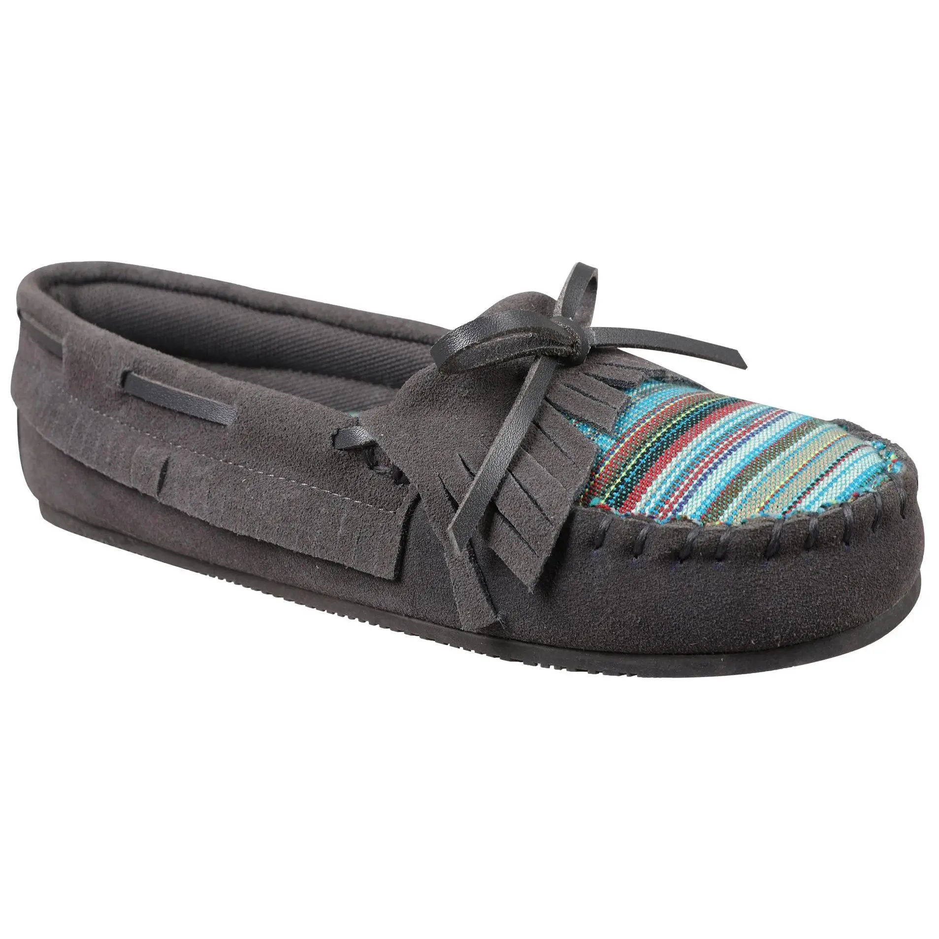 Lamo Suede and Textile Fringe Moccasin - AlitaMoc