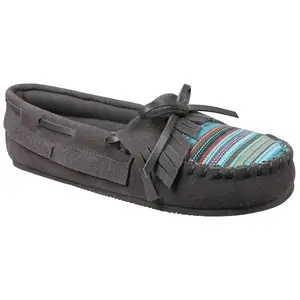Lamo Suede and Textile Fringe Moccasin - AlitaMoc