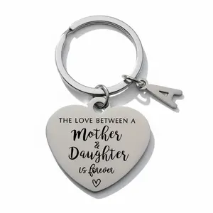 Stainless Steel Heart Keychains with "The Love Between a Mother & Daughter is Forever" Engraving - Elegant Key Rings for Family Members, Ideal for Mother'S Day & New Year Gifts