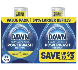 Dawn Powerwash Spray Refill, Dish Soap, Dishwashing Liquid, Lemon, 2 Refills, 43 Fl Oz